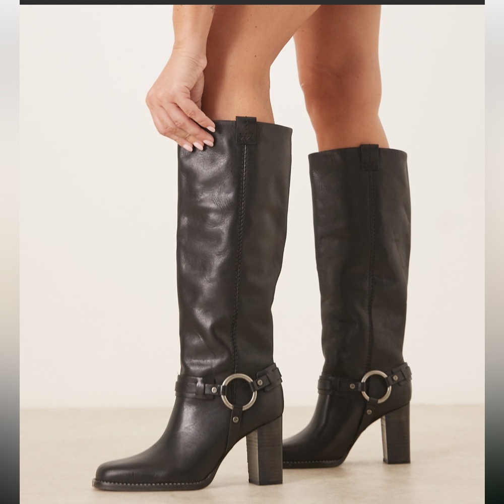 NIB Free People Heidi Harness Tall Boots in Black Size 8.5
